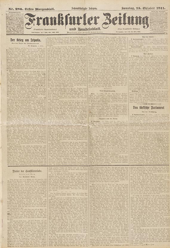 Gottfried Benn - Unter der Großhirnrinde. Beitrag in d. FAZ 15. Okt. 1911