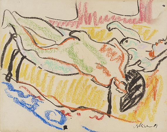 Ernst Ludwig Kirchner - Liebespaar im Atelier (Zwei Akte)