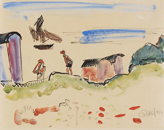 Karl Schmidt-Rottluff - Badende und Strandkabinen