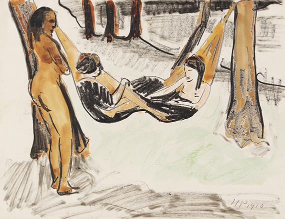 Hermann Max Pechstein - Zwei M&auml;dchen in H&auml;ngematte