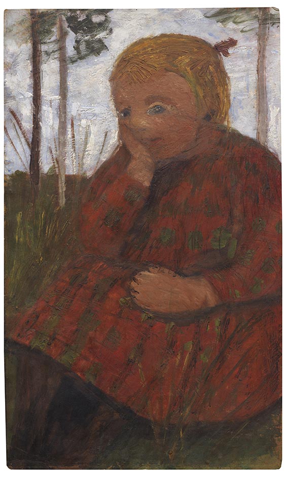 Paula Modersohn-Becker - Sitzendes M&auml;dchen, den Kopf auf die rechte Hand gest&uuml;tzt