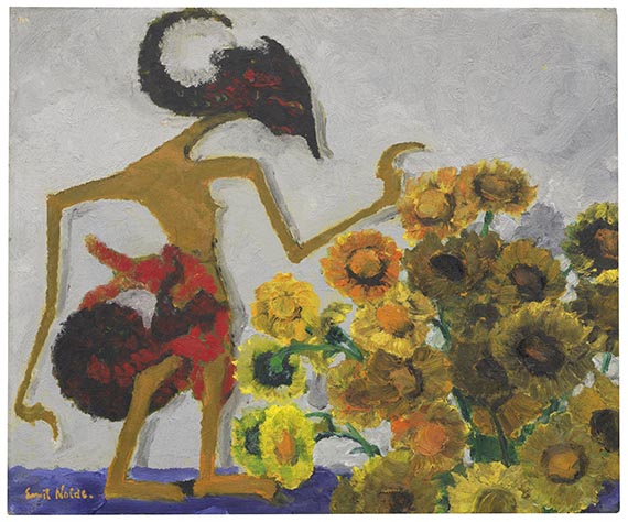 Emil Nolde - Wajangfigur und Blumen