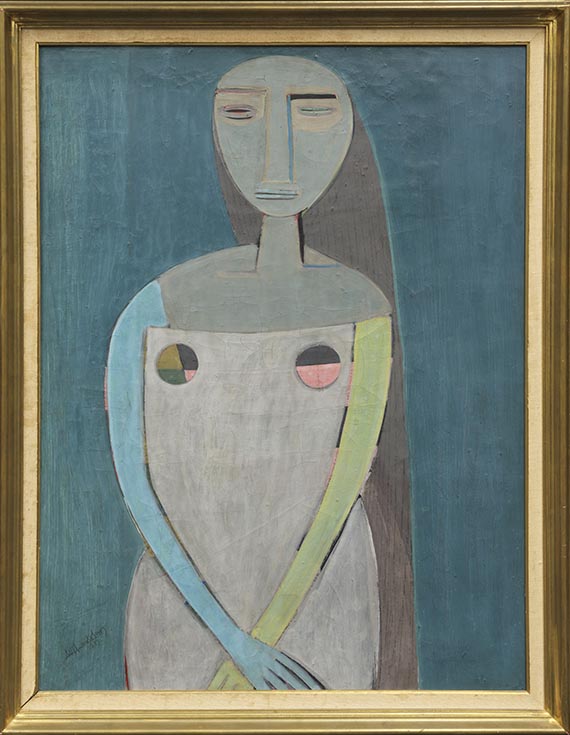 Wifredo Lam - Jeune fille sur fond vert - Rahmenbild