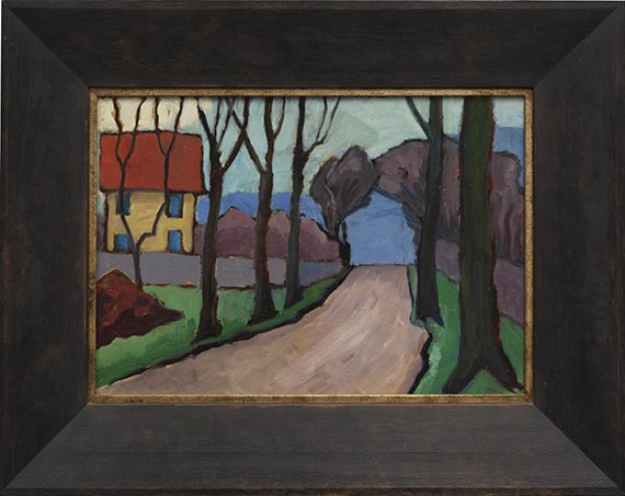 Gabriele Münter - Landstraße mit gelbem Haus - Rahmenbild
