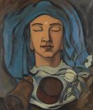 Otto Ritschl - Kopf mit blauem Tuch