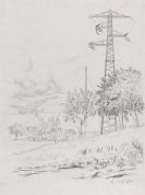Rudolf Schlichter - Strommast und Landschaft