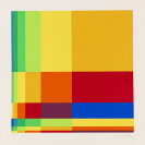 Richard Paul Lohse - Sechs systematische Farbreihen mit dunkelgelbem Quadrat rechts oben