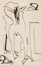 Ernst Ludwig Kirchner - Rückenakt, sich das Haar ordnend