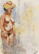 George Grosz - Female Nude with Summer Hat, Cape Cod