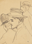 Ernst Ludwig Kirchner - Stra&szlig;enszene, Studie dreier Passanten mit Hut