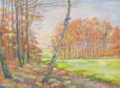 Felixm&uuml;ller, Conrad - Herbst in Tautenhain (die Eichen, Blick zum Dorf)