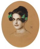 Franz von Stuck - Bildnis der Tochter Mary mit grünen Schleifen