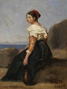Jean-Baptiste-Camille Corot - Femme assise, tenant une mandoline