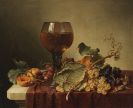 Preyer, Johann Wilhelm - Stillleben mit Selbstportrait im Weinglas und Früchten