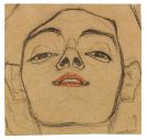 Schiele, Egon - Kopf einer jungen Frau, von unten gesehen