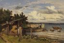 Adolf Heinrich Lier - Fischer am Seeufer