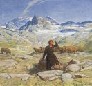 Erler, Erich - Landschaft mit junger Bäuerin