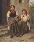 Franz von Defregger - Bäuerin mit Dirndl vor dem Waschhaus