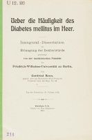 Benn, Gottfried - Dissertation: Über die Häufigkeit des Diabetes mellitus im Heer