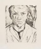 Beckmann, Max - Selbstbildnis von vorn, im Hintergrund Hausgiebel