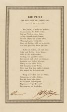 Johann Wolfgang von Goethe - G 61: Gedrucktes Gedicht mit eigh. Unterschrift u. Ort