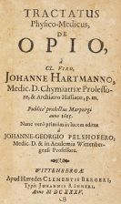 Hartmann, Johann - Tractatus physico-medicus. Angeb: 3 Werke von Joh. Freitag