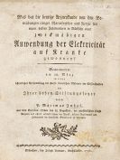 Imhof, Maximus von - Anwendung der Elektricit&auml;t auf Kranke
