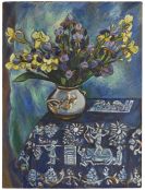 Pechstein, Hermann Max - Die blaue Decke (Stilleben in Blau) (Blumenstilleben)