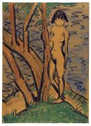 Otto Mueller - Stehendes Mädchen vor Bäumen