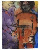 Nolde, Emil - Paar (Blonde Frau und schwarzhaariger, in Kasak gekleideter Mann)