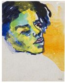 Nolde, Emil - Frauenkopf blauschwarzes Haar