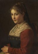 Franz von Defregger - Dirndl (Vor der Kirchn)