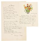 Hesse, Hermann - Eigh. Karte mit kl. Aquarell und eigh. Gedicht "Der Klang"