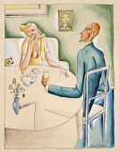 Bauer, Rudolf - Paar am Tisch (beim Tee)