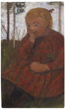 Modersohn-Becker, Paula - Sitzendes M&auml;dchen, den Kopf auf die rechte Hand gest&uuml;tzt